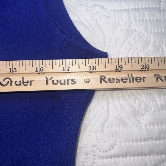 Calvin Klein Sheath Dress Size 12 Cobalt Blue Neck Bow Sleeveless Office Party - Picture 9 of 15